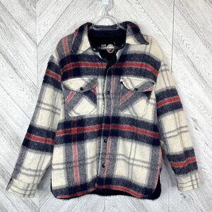 Vintage 70's Jacket Shacket Mens Size Medium Plaid Snap Front Retro Hipster